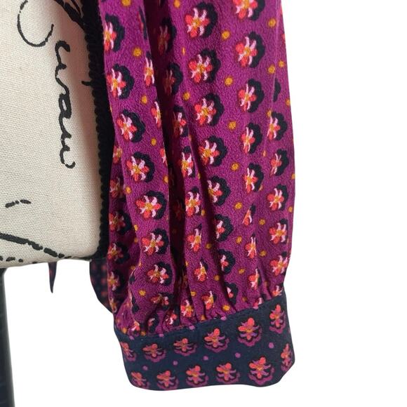 ANTHROPOLOGIE MAEVE BLOUSE WRAP LISA PUFFED SLEEVES SZ 2 FLORAL AESTHETIC V NECK - Picture 13 of 16